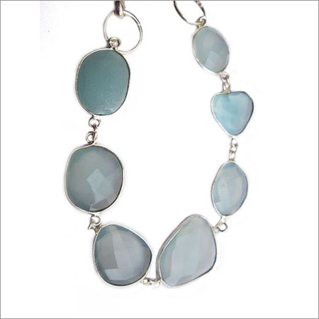 58.05 ctsaqua chalcedony 7pcs connectors 8 inch ready to wear bracelet 