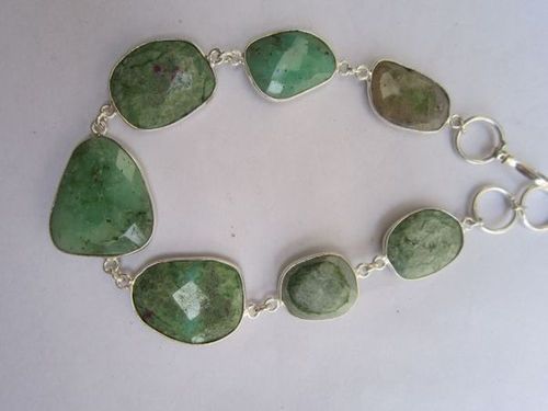 74 cts chrysoprase 7pcs connectors 8 inch ready to wear bracelet 