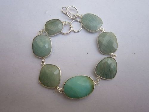 82cts amozonite & chrysoprase 7pcs connectors 8 inch ready to wear bracelet 