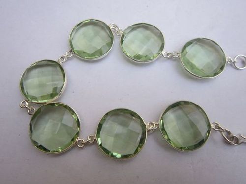 92 cts green amethys quartz 7pcs connectors 8 inch ready to wear bracelet 