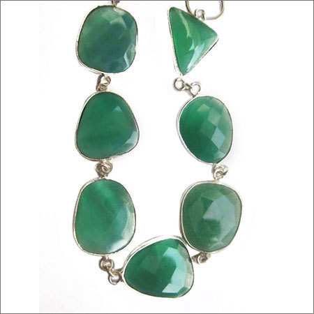 62 cts green chalcedony 8pcs connectors 8 inch ready to wear bracelet 