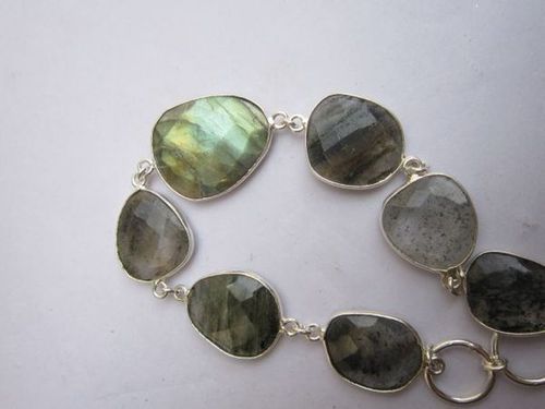 587cts labaradorite  & black rutile 7pcs connectors 8 inch ready to wear bracelet 