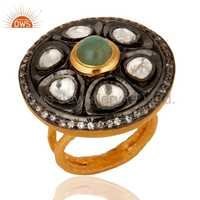 Crystal Gold Plated Sterling Silver Emerald Ring Gender: Women
