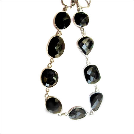 56 Cts Black Onyx 9Pcs Connectors 8 Inch Ready To Wear Bracelet  Weight: 5-20 Grams (G)