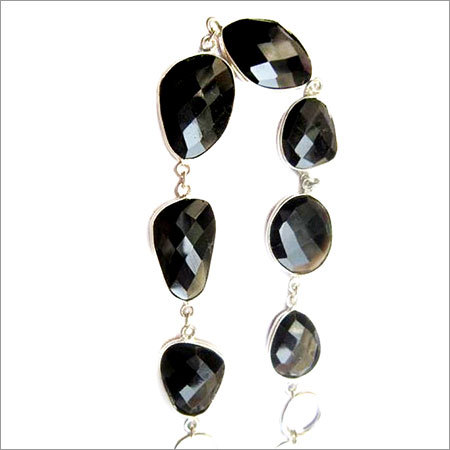64 cts black onyx 7pcs connectors 8 inch ready to wear bracelet 