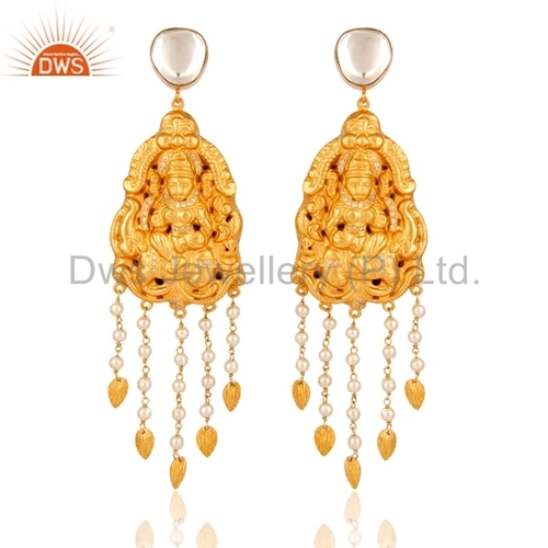 22K Gold On Sterling Silver Temple Earrings