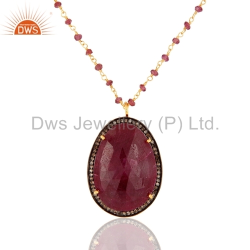 Pave Diamond Ruby Sterling Silver Pendant