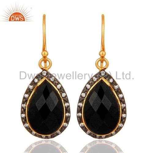 Black Onyx Gold Vermeil Sterling Silver Earrings