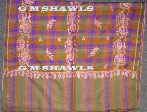 Pashmina Embroidery - Cashmere, 70x180 cm, Purple | Hand-Stitched Intricate Design, Soft Texture, Elegant Warmth