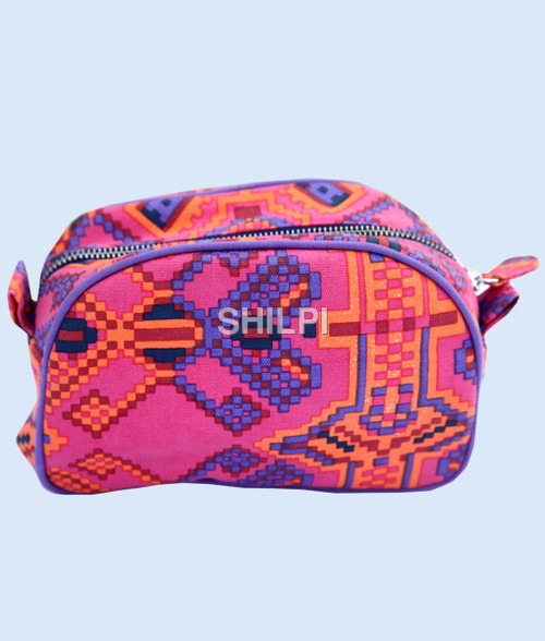 Pink Toilet Pouch - Cotton, Standard Size | Lightweight, Quick Dry, Washable, Printed Design for Female Use