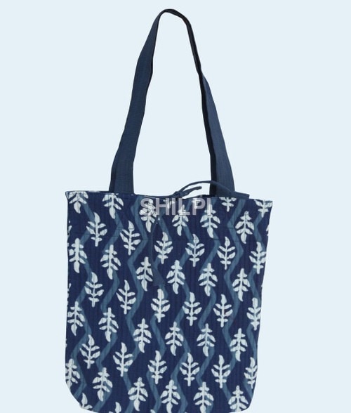 Light In Weight Indigo Blue Quilted Cotton Bag
