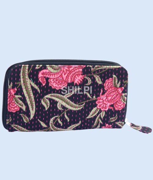 Quick Dry Black Kantha Wallet