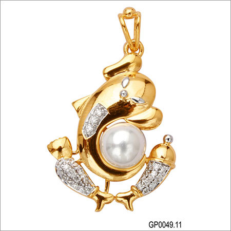 Diamond Pendant - Gold, 20x15 mm, 5g | VVS Clarity, Prong Setting, Diamond Pearl, Elegant Ornamental Design