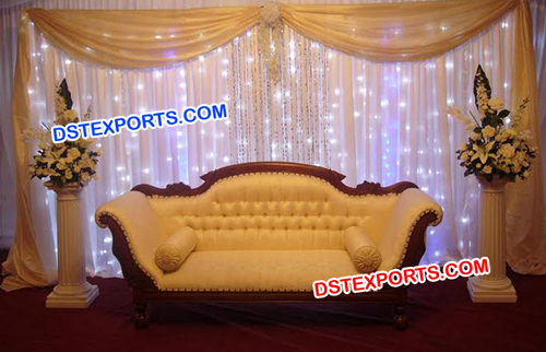Wedding Stage Grand Sofa - Wood, 6ft x 3ft x 4ft, Beige, Leather | Elegant Design, Royal Look, Durable, Comfortable Seating