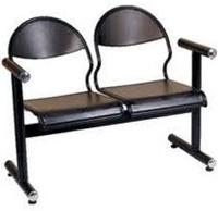 Tandem Chair - Metal Vinyl, 48x24x36 Inches, Black | Durable Seating, Space Saving, Comfortable
