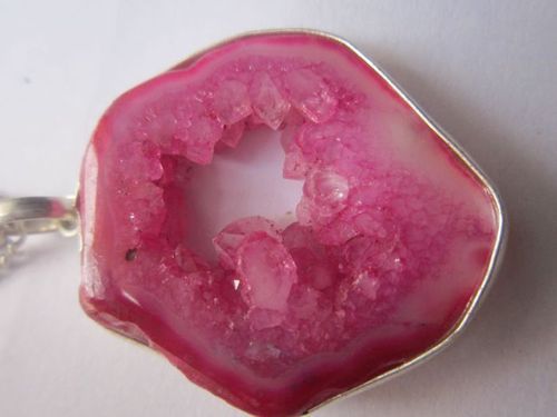 Pink Chalcedony Druzy Pendant Set - 34cts, Sterling Silver Chain, Stunning Pink Jewel