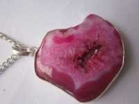 PINK CHALCEDONY DRUZY READY TO WEAR WITH CHAIN PENDENT SET 45CTS 