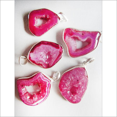 Pendants 5 Pcs.pink Chalcedony Druzy Ready To Wear Pendent Set 121cts