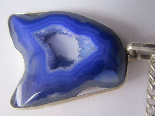 Pendants Blue Chalcedony Druzy Ready To Wear With Chain Pendent Set 36Cts 