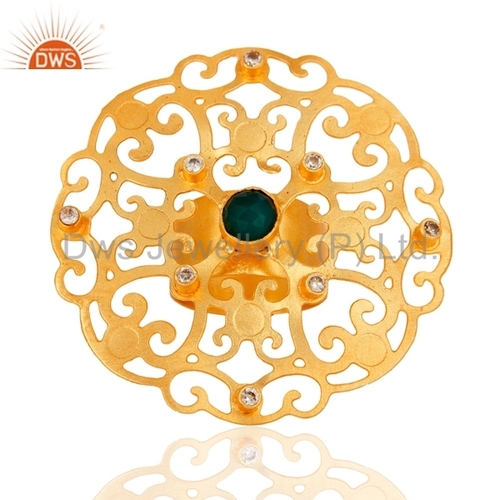 18k Yellow Gold Plated Filigree Ring