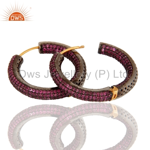 Natural Pink Sapphire Gold Hoop Earrings Gender: Women'S