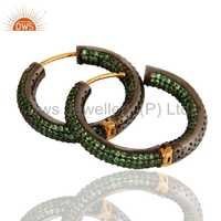 14k Yellow Gold Tsavorite Gemstone Hoop Earrings Gender: Women's