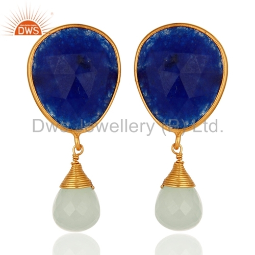Gold Vermeil Sterling Silver Blue Aventurine Earrings