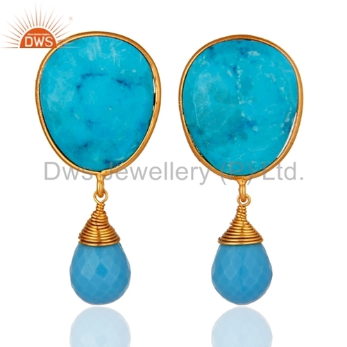 14k Gold Plated Sterling Silver Turquoise Earrings