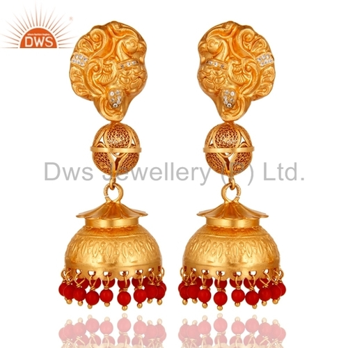 Gold Plated Sterling Silver Temple Earrings