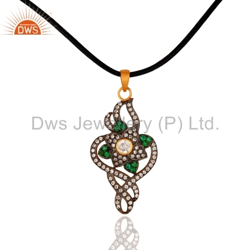 Sterling Silver Cubic Zirconia 18K Gold Plated Pendant