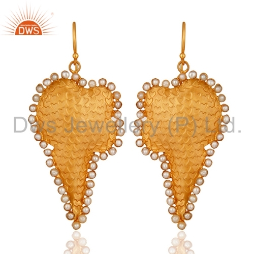 Sterling Silver Textured Pearl Gold Vermeil Earrings