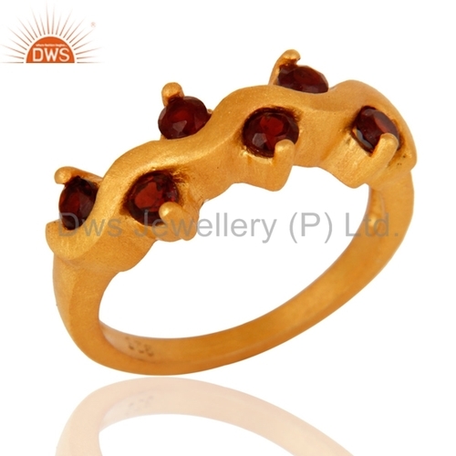 Gold Plated Silver Garnet Gemstone Ring Jewelry