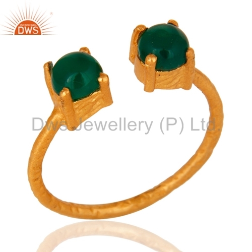 Green Onyx Ring - 18K Gold Plated 925 Sterling Silver, Women's Gemstone Jewelry for Engagement, Wedding, Anniversary, Gift, Party