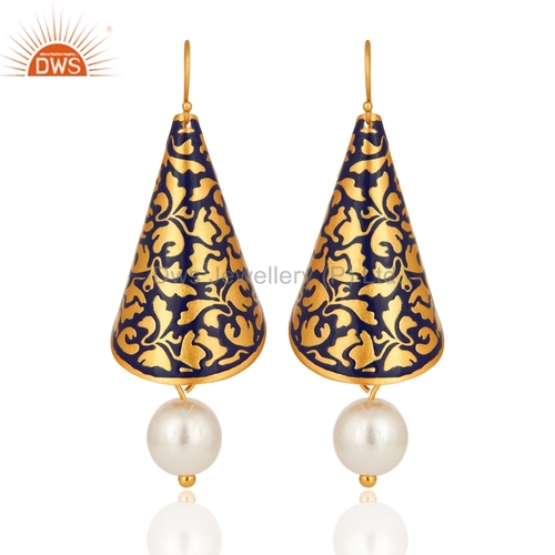 14K Gold Plated Brass Enamel Earring