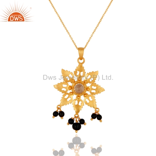 Gemstone Gold Plated Flower Chain Pendant Jewelry Gender: Women