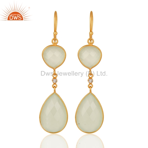 Chalcedony Gold Vermeil Sterling Silver Earrings