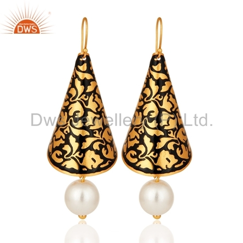 18K Gold Plated Enamel Earrings