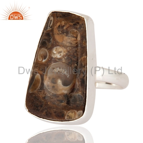 Sterling Silver Turritella Agate Ring - 925 Sterling Silver, US Size 4 to 10 | Women's Gemstone Ring for Anniversary, Engagement, Gift, Party, Wedding