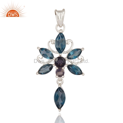 London Blue Topaz & Iolite Sterling Silver Pendant