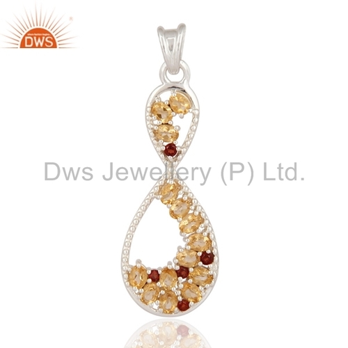 Sterling Silver Garnet & Citrine Pendant