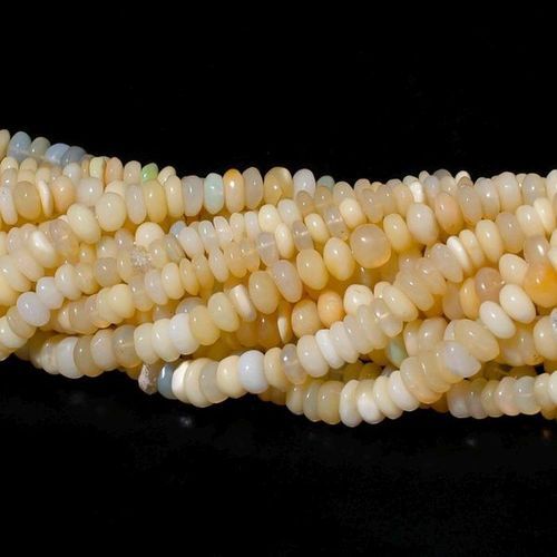 WELO FIRE ETHIOPIAN OPAL  14 INCH 9MM PLAIN RONDELLE BEADS WITH CLASP 