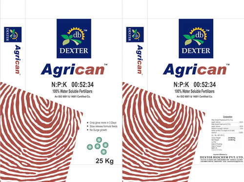 Agrican Brand Water Soluble NPK 00-52-34