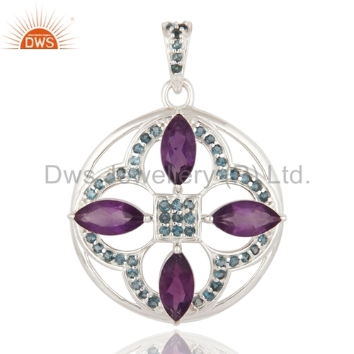 Sterling Silver Amethyst & Blue Topaz Pendant