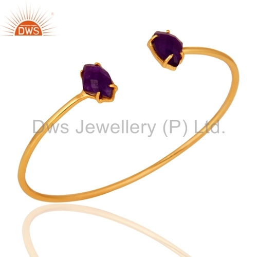 Purple Gemstone Gold Plated Cuff Bracelet Gender: Women