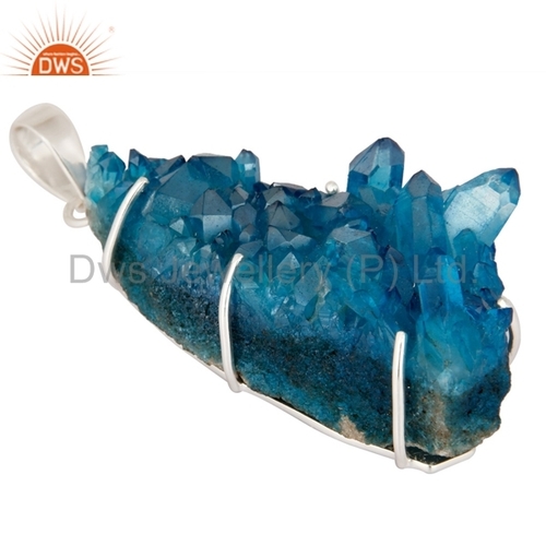 Sterling Silver Titanium Sunshine Druzy Pendant Gender: Women