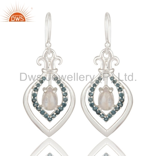 Sterling Silver Rainbow Moonstone & Topaz Earrings