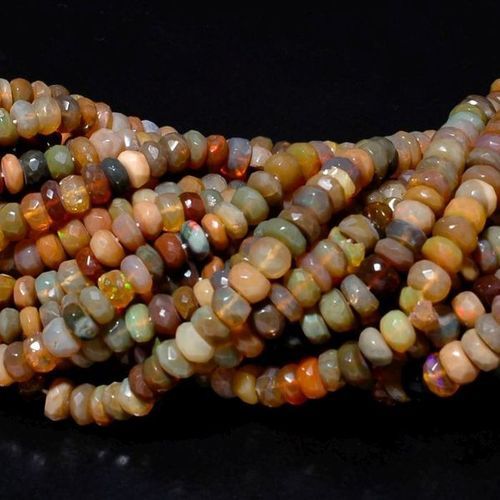 Round Brilliant Cut Welo Fire Ethiopian Opal 14 Inch 6mm Faceted Rondelle Beads With Clasp#136