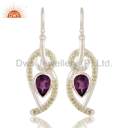 Amethyst Sterling Silver Peridot Earrings