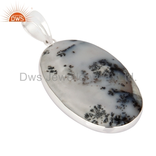 Dendritic Opal Gemstone Sterling Silver Pendant