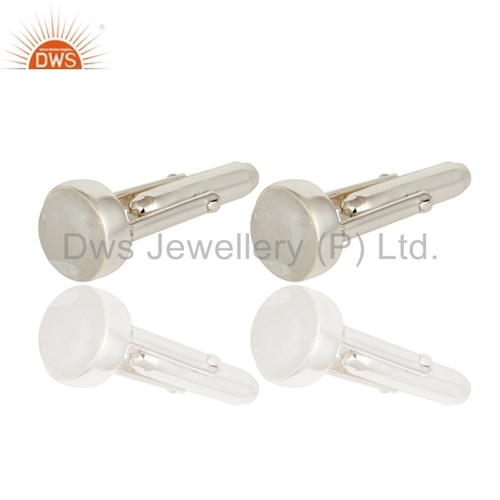 Rainbow Moonstone 925 Silver Gold Plated Cufflinks